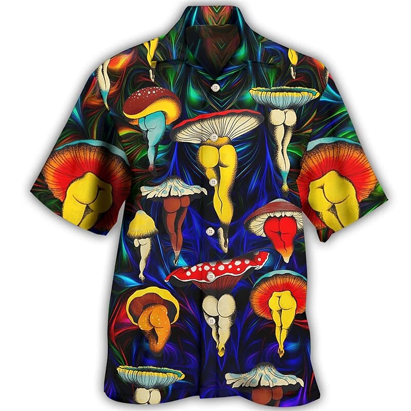 Aloha Hippie Colorful Mushroom Shirt