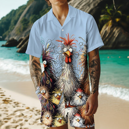 Funny Rooster Shirt and Shorts Set