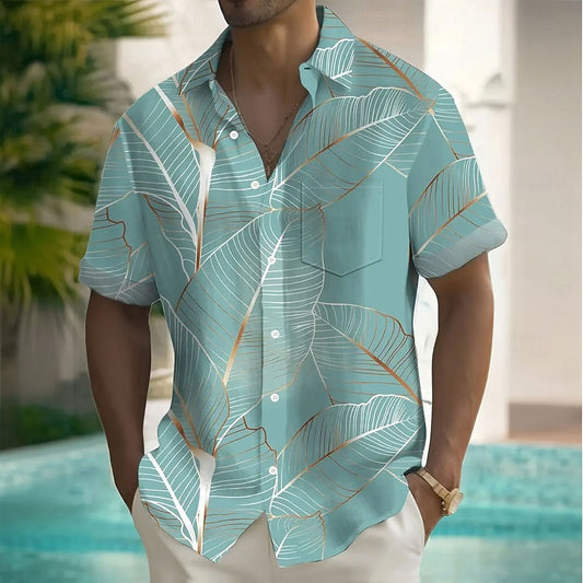 Camiseta con plantas tropicales y hojas de palmera