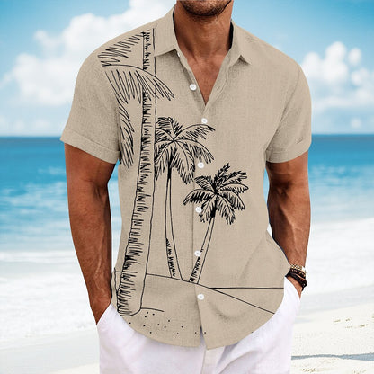 Coconut Tree Tropical Print Casual Shirt