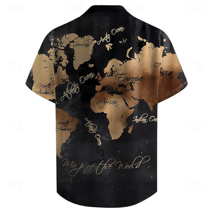 Vintage Casual World Map Shirt