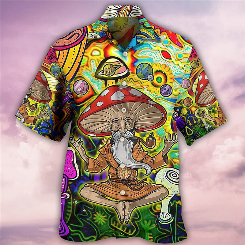 Mushroom Print Aloha Shirt