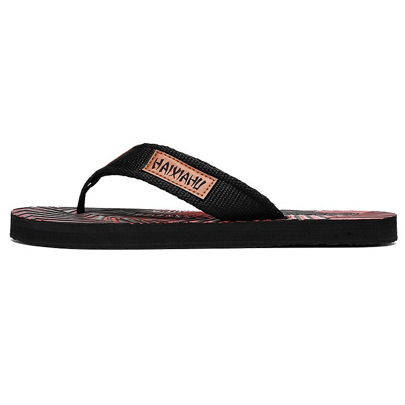 Red & Black Geometric Fashion Flip-Flops