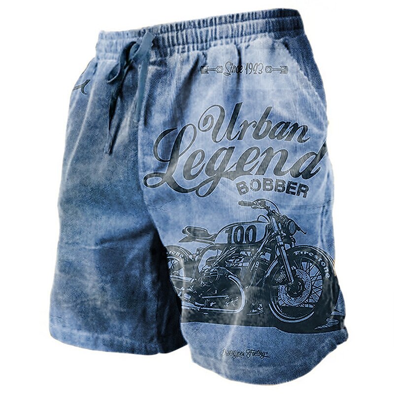 Graphic Letter Motorcycle Shorts