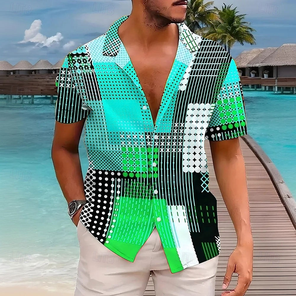 Geometric Print Cuban Shirt