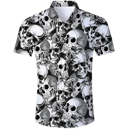 Camisa abotonada con calaveras modernas y modernas