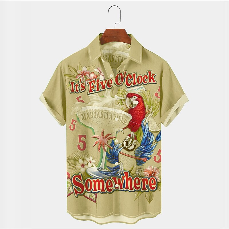 Parrot Print Hawaiian Shirt Tropical Streetwear