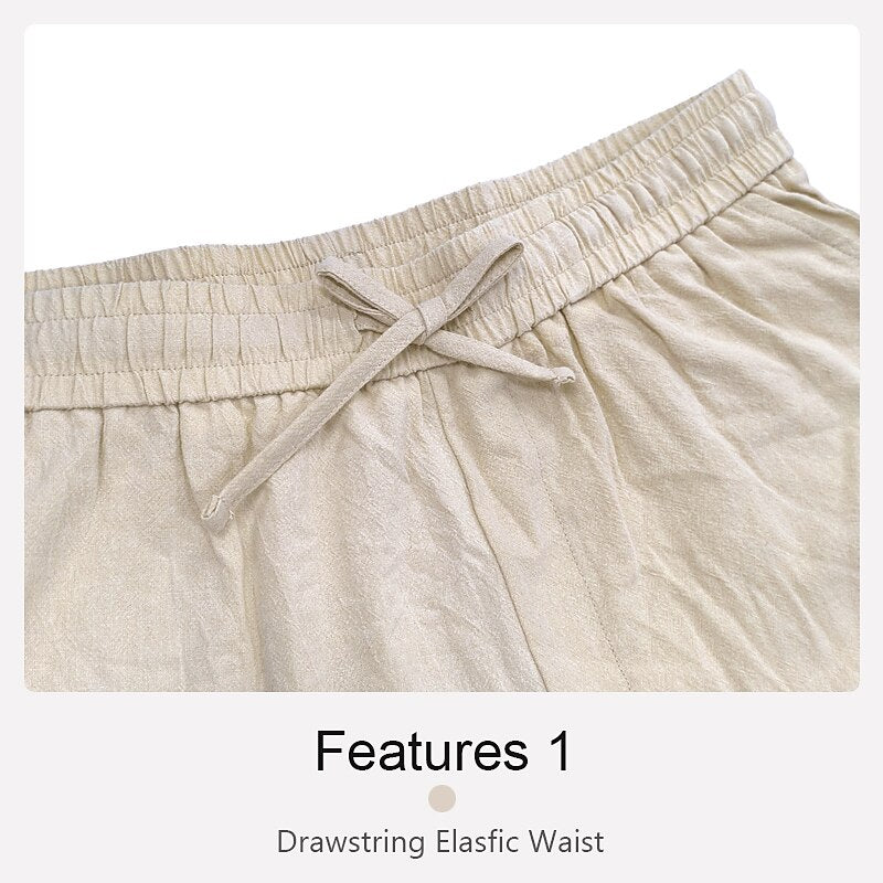 Octopus Print Linen Baggy Pants