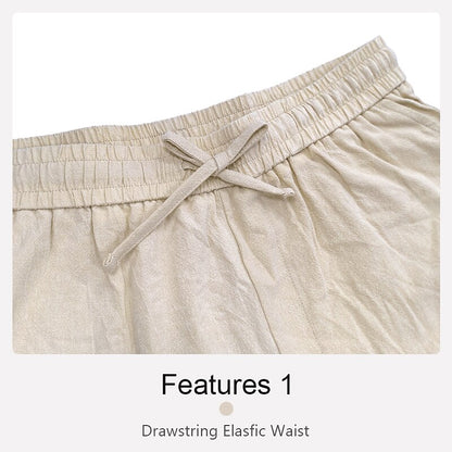 Octopus Print Linen Baggy Pants