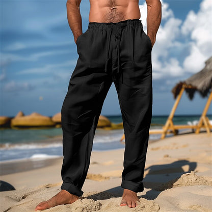 Simple Linen Drawstring Beach Pants