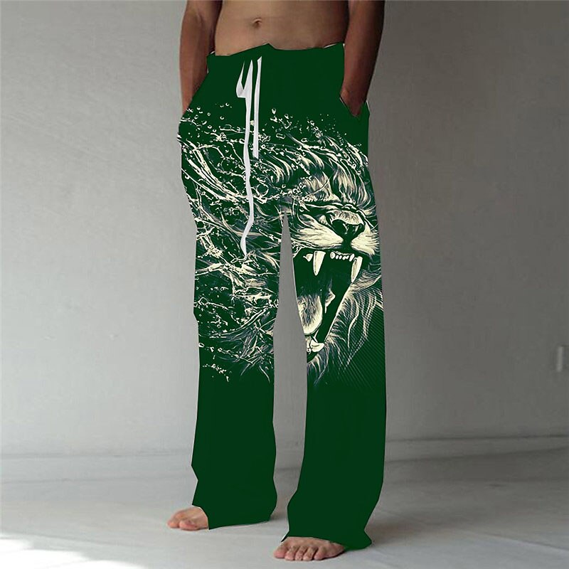 Pantalones casuales con estampado 3D de león