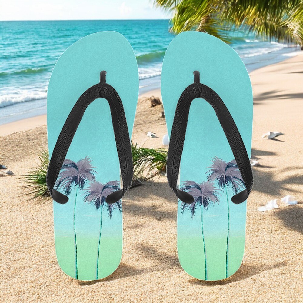 Hawaiian Coconut Tree Pattern Beach Flip Flops