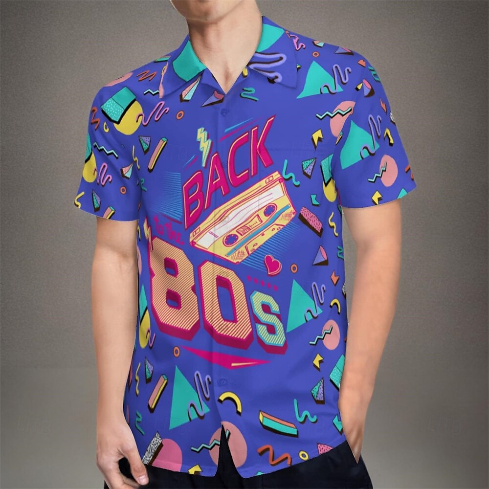 Retro 80s Geometric Aloha Shirt