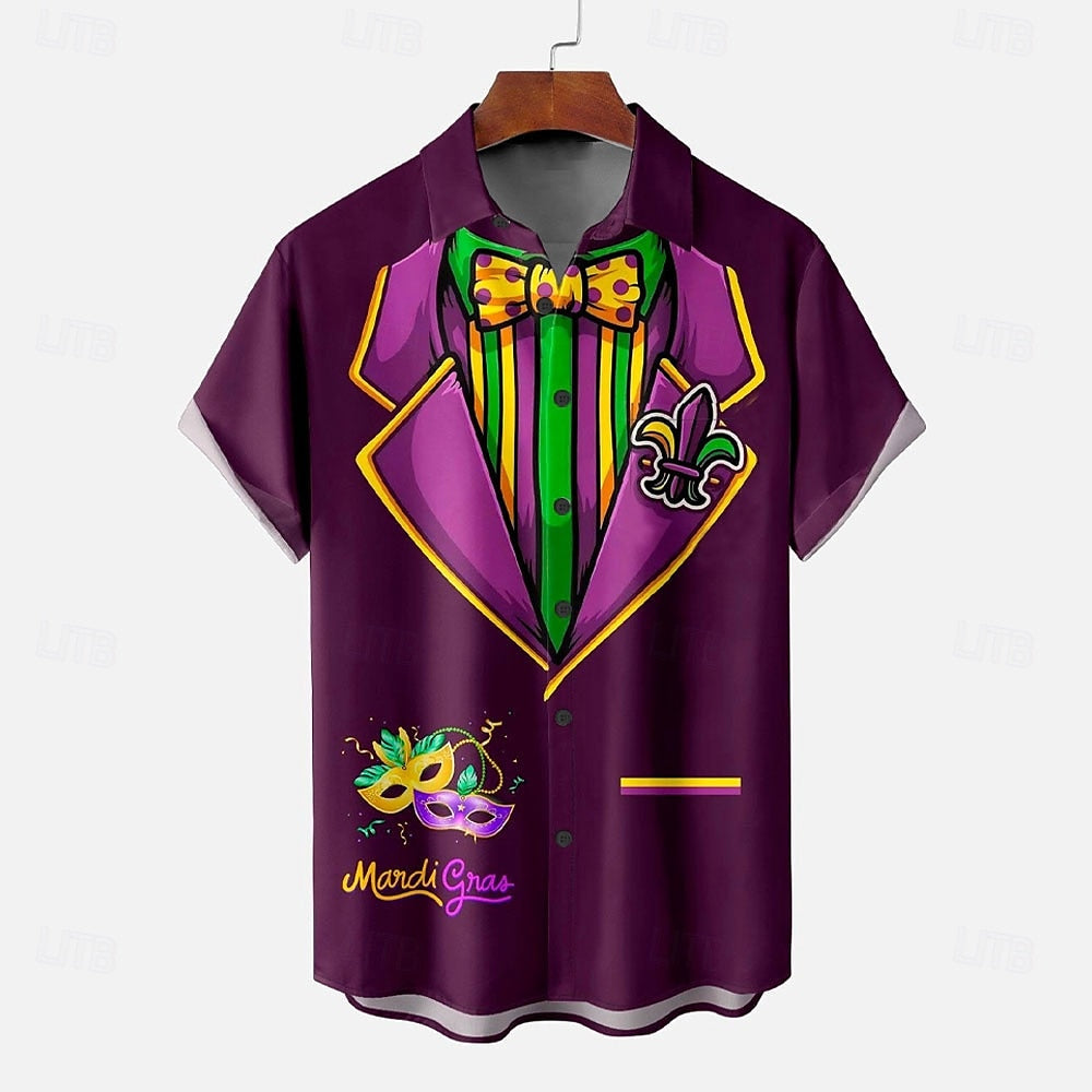 Camisa informal con botones y máscara de carnaval