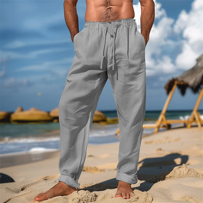 Simple Linen Drawstring Beach Pants