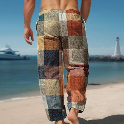 Pantalones con estampado 3D de cuadros hawaianos para vacaciones