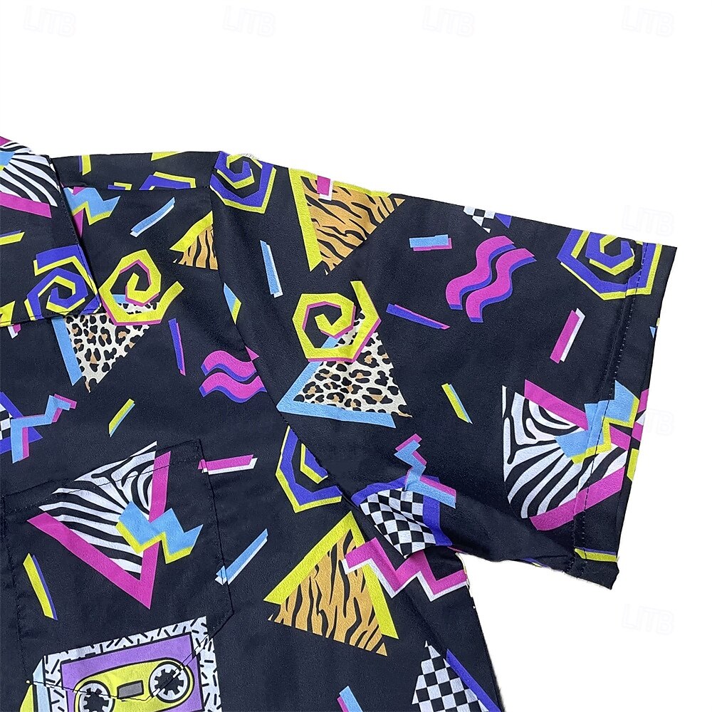 Retro 80s Geometric Aloha Shirt