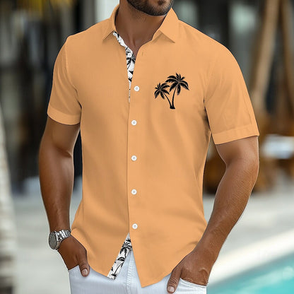 Camiseta de verano con plantas tropicales y cocoteros