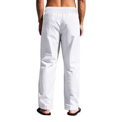 Linen Drawstring Beach Pants with Pockets