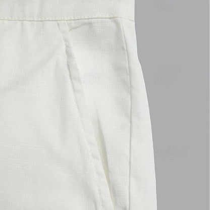 Linen Cargo Straight-Leg Pants