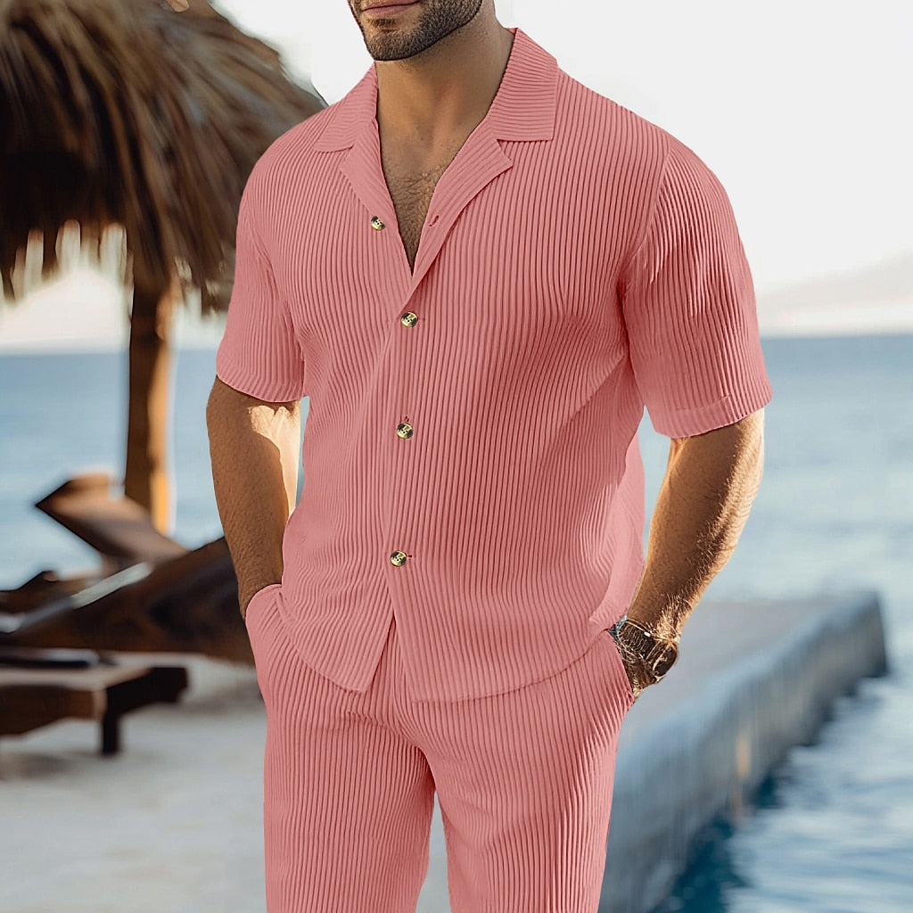 Casual Summer 2-Piece Corduroy Shirt Set