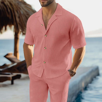 Casual Summer 2-Piece Corduroy Shirt Set
