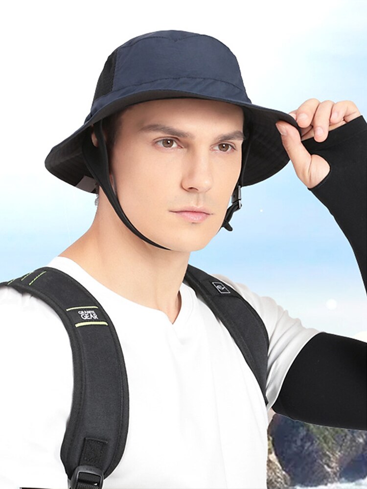 UPF50+ Waterproof Bucket Hat w/ Chin Strap