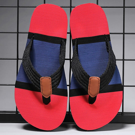 Colorblocked Mesh Strap Flip Flops