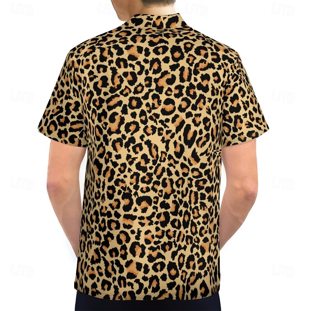 Retro 70s Disco Leopard Aloha Shirt