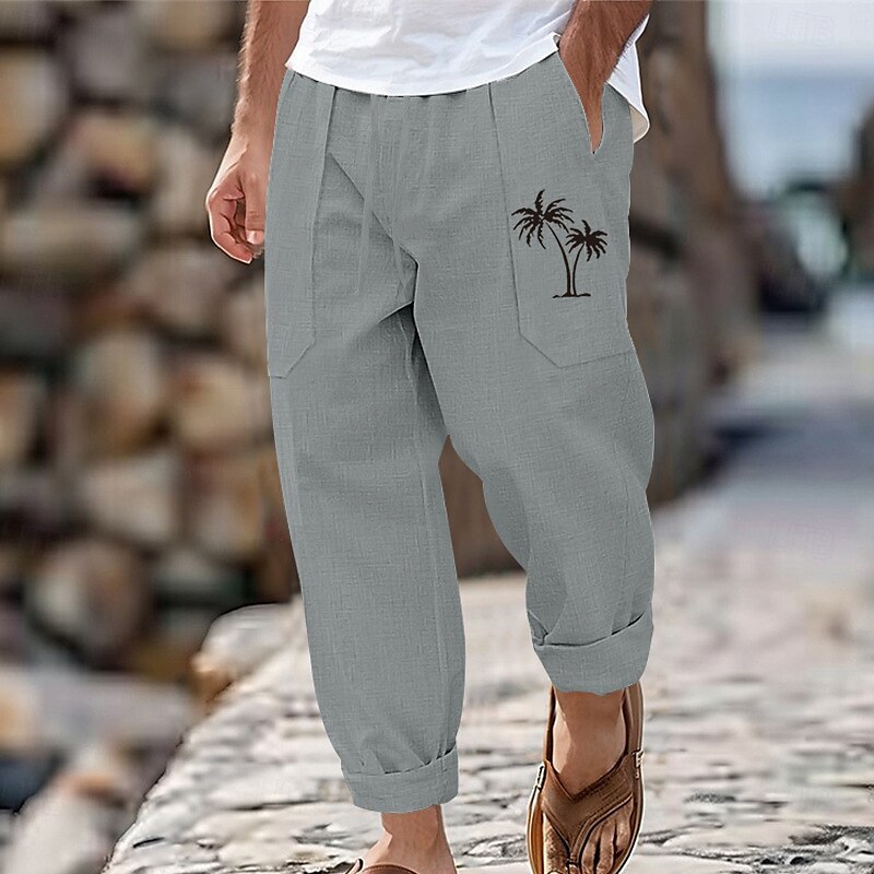 Retro Coconut Linen Drawstring Pants