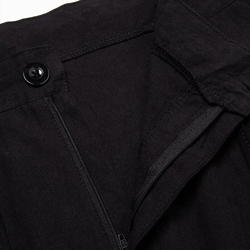 Pleated Drawstring Straight-Leg Beach Pants