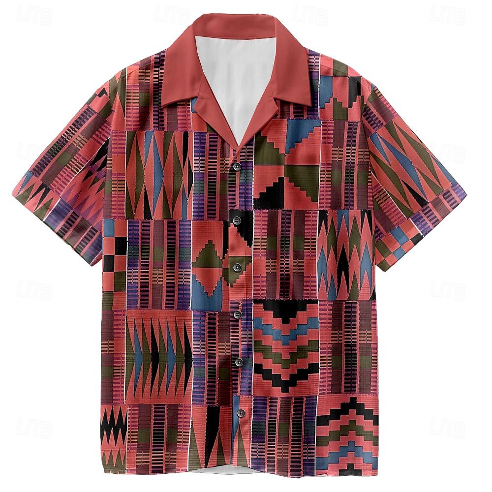 Geometric Pattern Ethnic Aloha Shirt