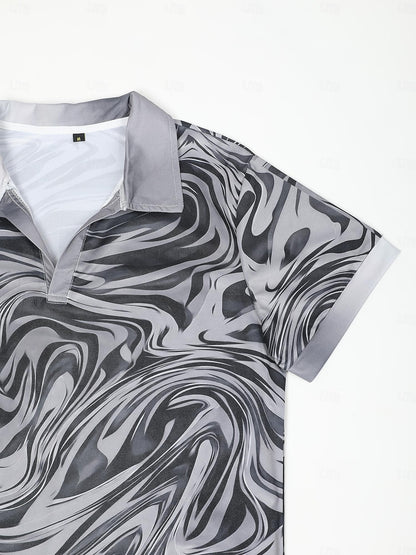 Graphic V-Neck Polo Shirt