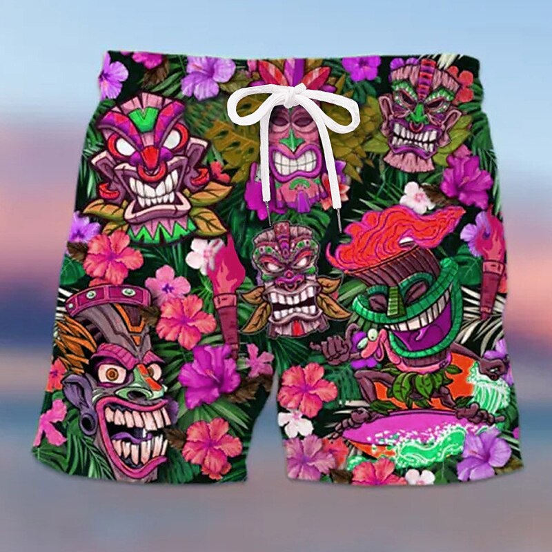 Mask Flower / Plants Swimming Trunks Board Shorts