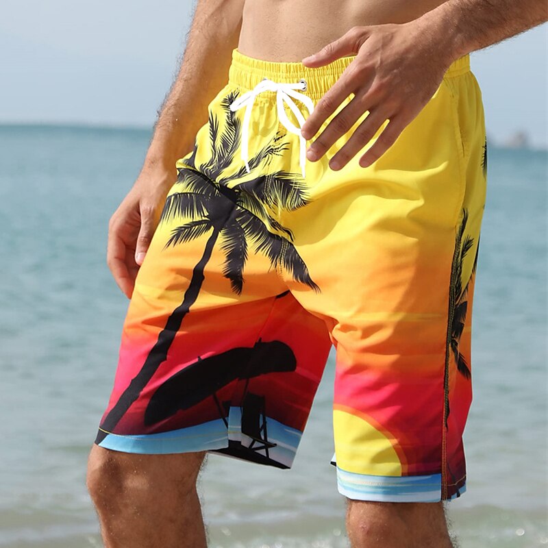 Graphic Coconut Tree Swimming Trunks Board Shorts