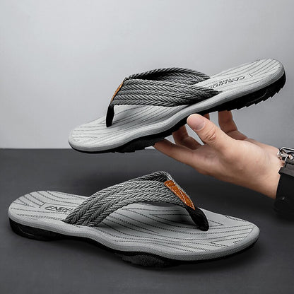 Casual Flip-Flops – Braided Straps & Textured Sole