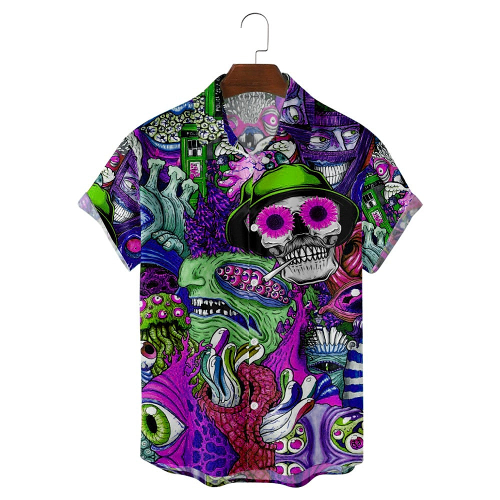 Aloha Graphic Skeleton Shirt