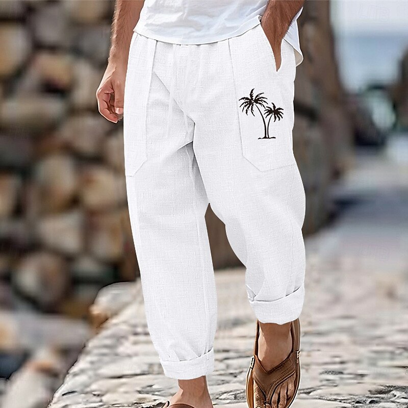 Retro Coconut Linen Drawstring Pants