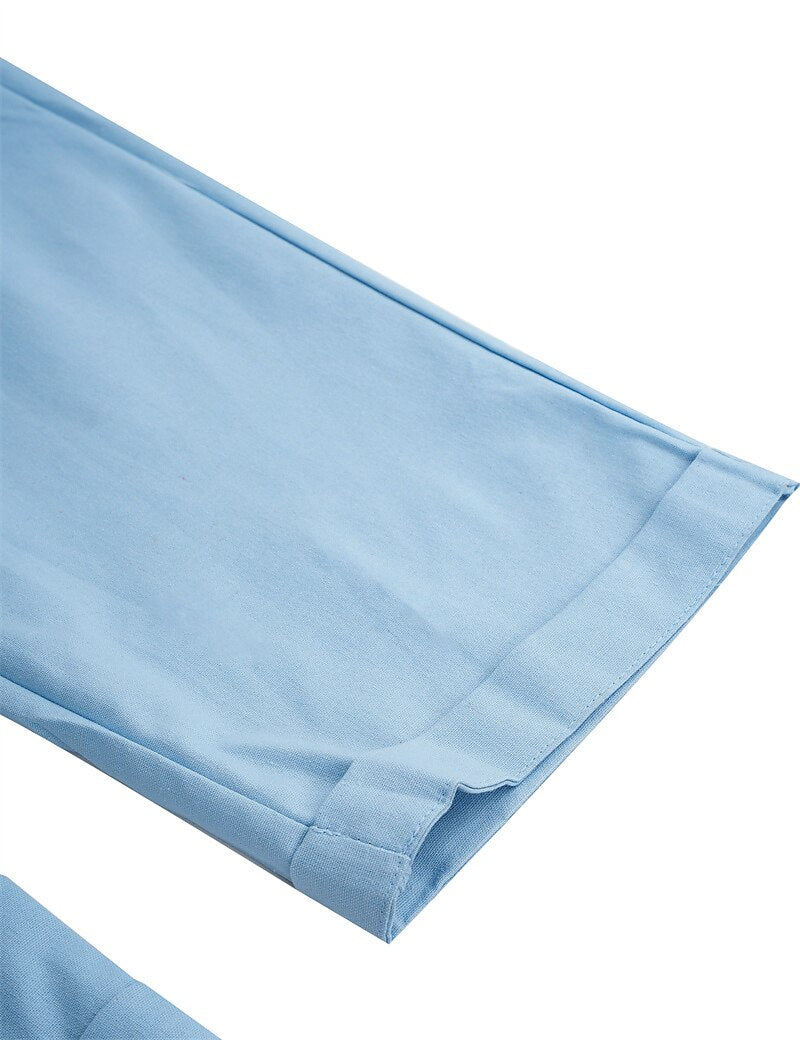 Linen Straight-Leg Business Casual Pants