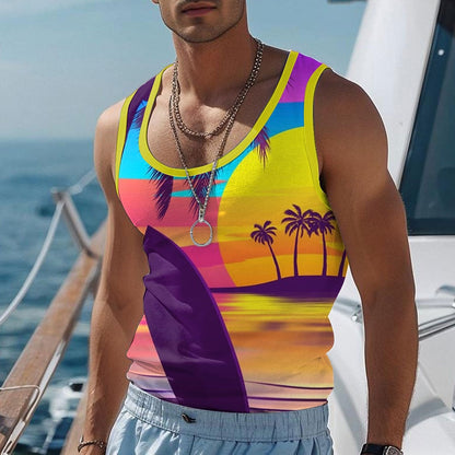 Coconut Palm Sleeveless 3D Print Tee