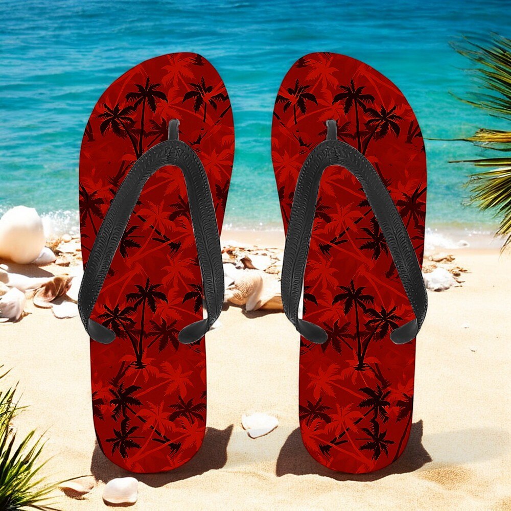 Hawaiian Coconut Tree Pattern Beach Flip Flops