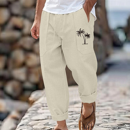 Retro Coconut Linen Drawstring Pants