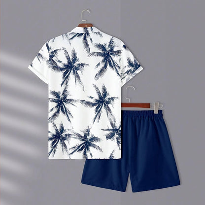 Botanical Coconut Tree Palm Dimensional Print Shirt Set