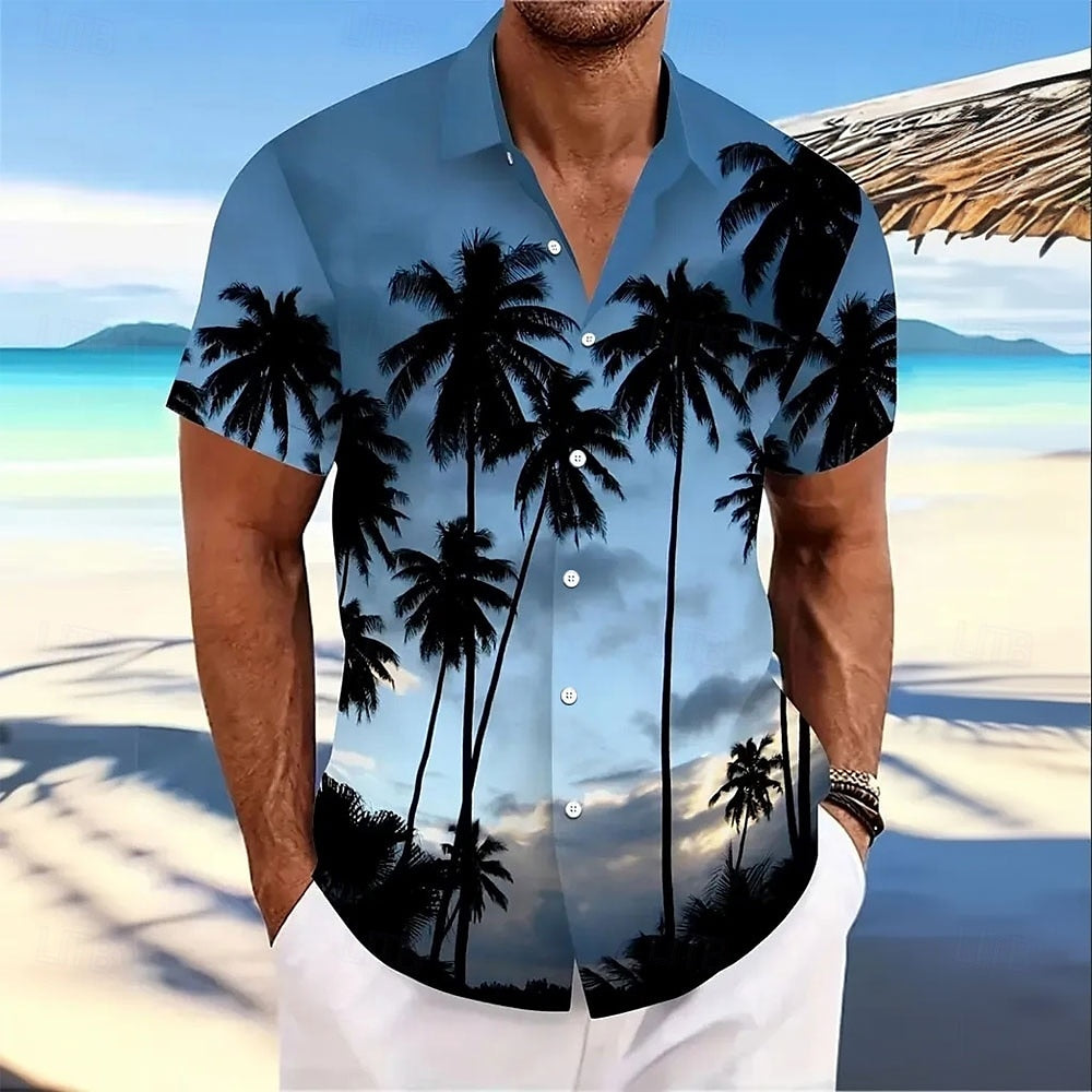 Coconut Tree Landscape Aloha Shirt