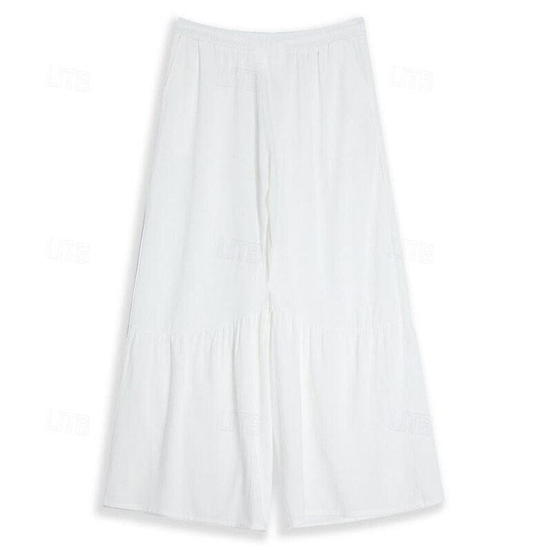 Wide-Leg Patchwork Linen Pants