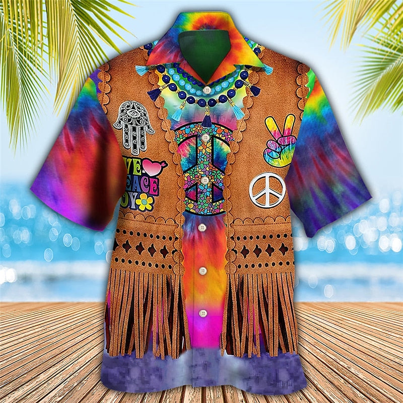 Hippie Colorful Aloha Shirt