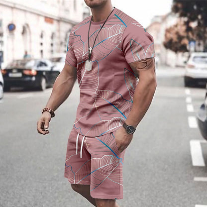 Tropical Flowers Crew Neck Tee & Shorts Set