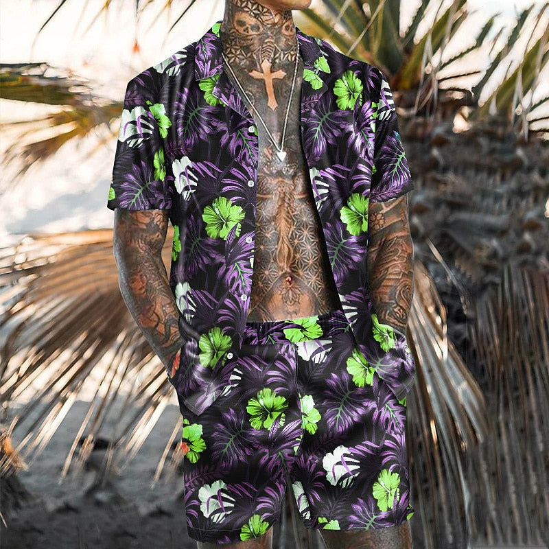 Hawaiian Floral Shirt & Shorts Set