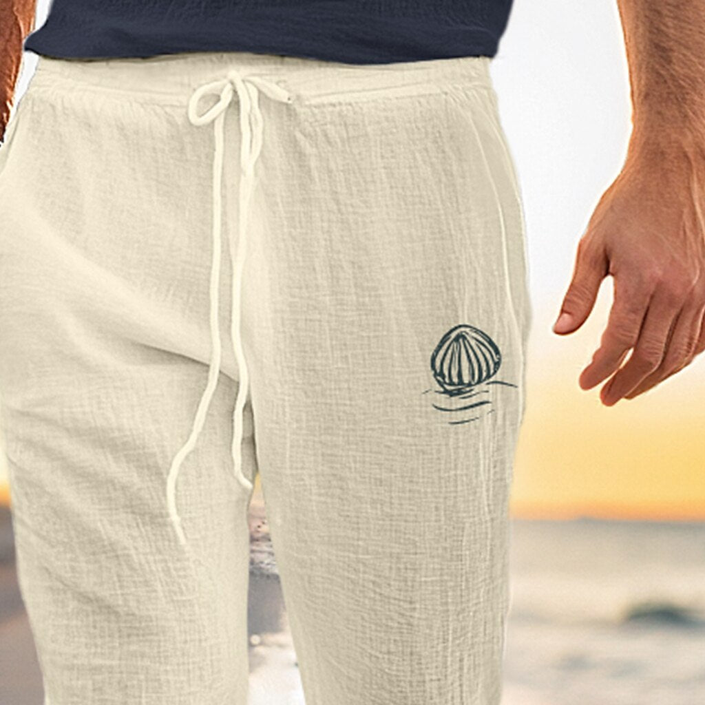 Classic Style Linen Drawstring Pants