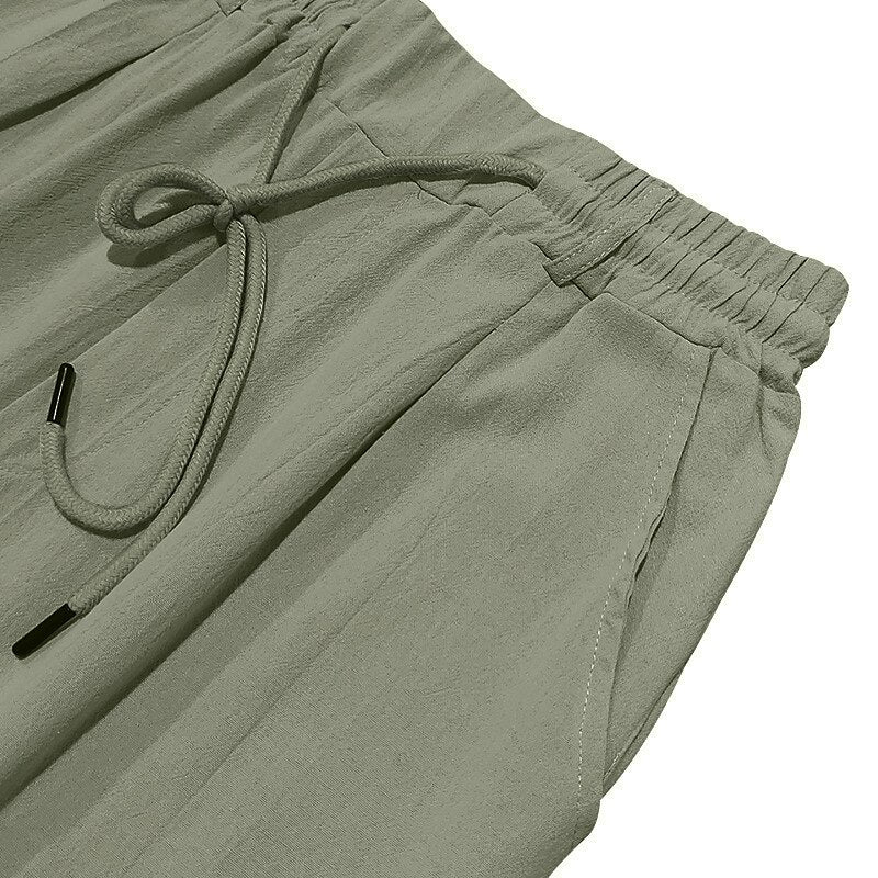 Casual Linen Drawstring Summer Trousers